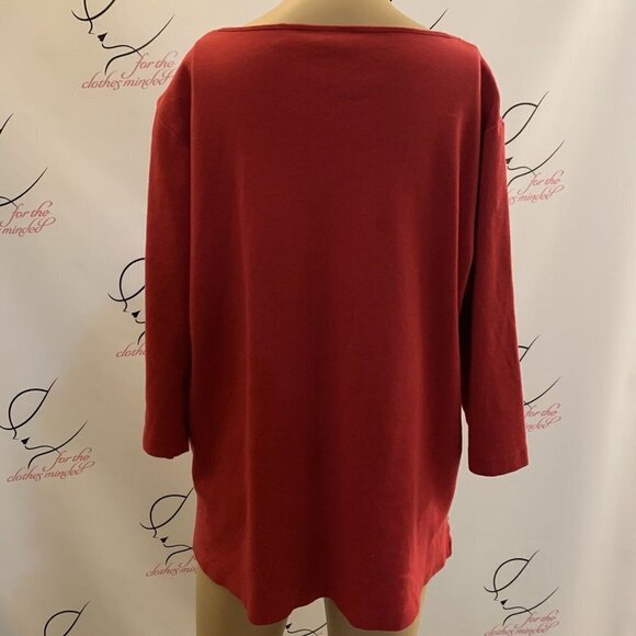 QUACKER FACTORY. Size Large. Embellished 3/4 Sleeve Cotton Pullover. B98. - Picture 4 of 5